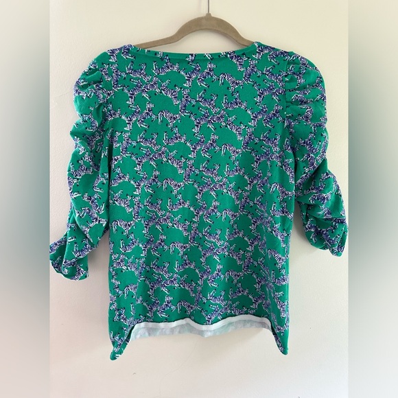 Lilly Pulitzer Sweater Women’s  Green Blue Zebra Preppy 3/4 Sleeve size medium - Picture 3 of 10